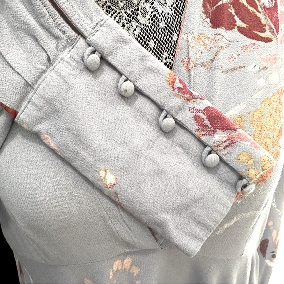 Free People Painted Meadow Tunic Dress Boho Floral Button Cuff - Size Small - Picture 9 of 16